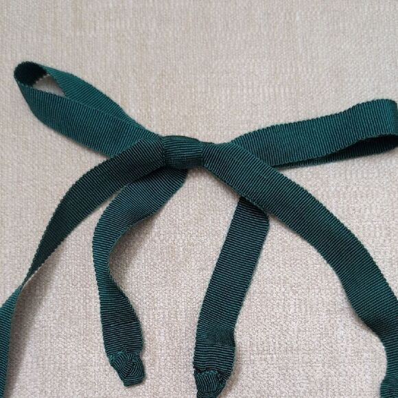 J. Crew Jade Ball Stone Green Grosgrain Ribbons Necklace Preppy Coastal - Picture 3 of 9